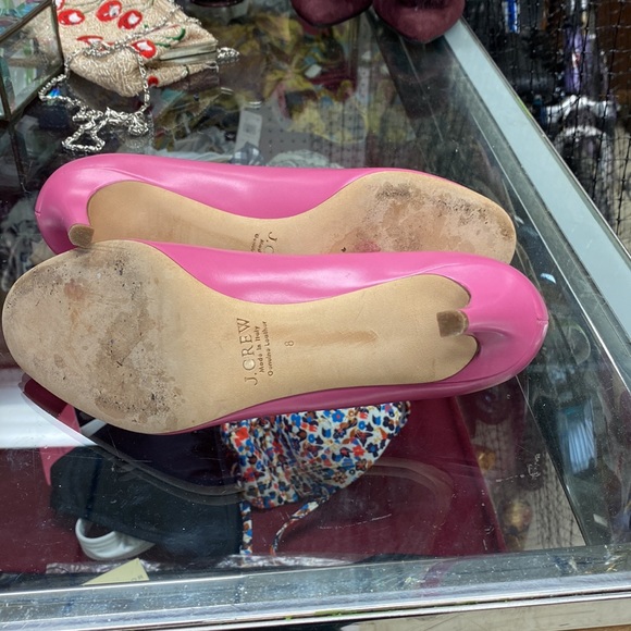 J Crew Pink Leather Heels - Sz 8 - Picture 5 of 7